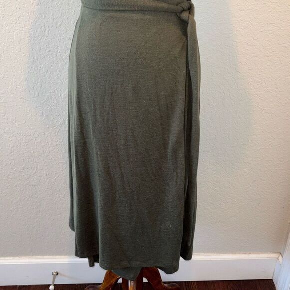 NWT GAP knit moss green wrap dress XS knot sleeve - Picture 3 of 12